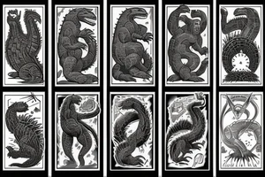 Art deco godzilla tattoo idea