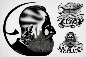 Bearded man at peace tattoo idea