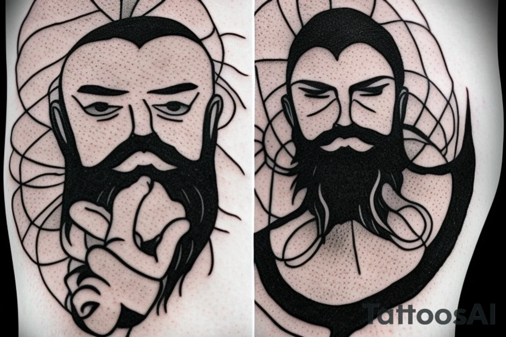 Bearded man at peace tattoo idea