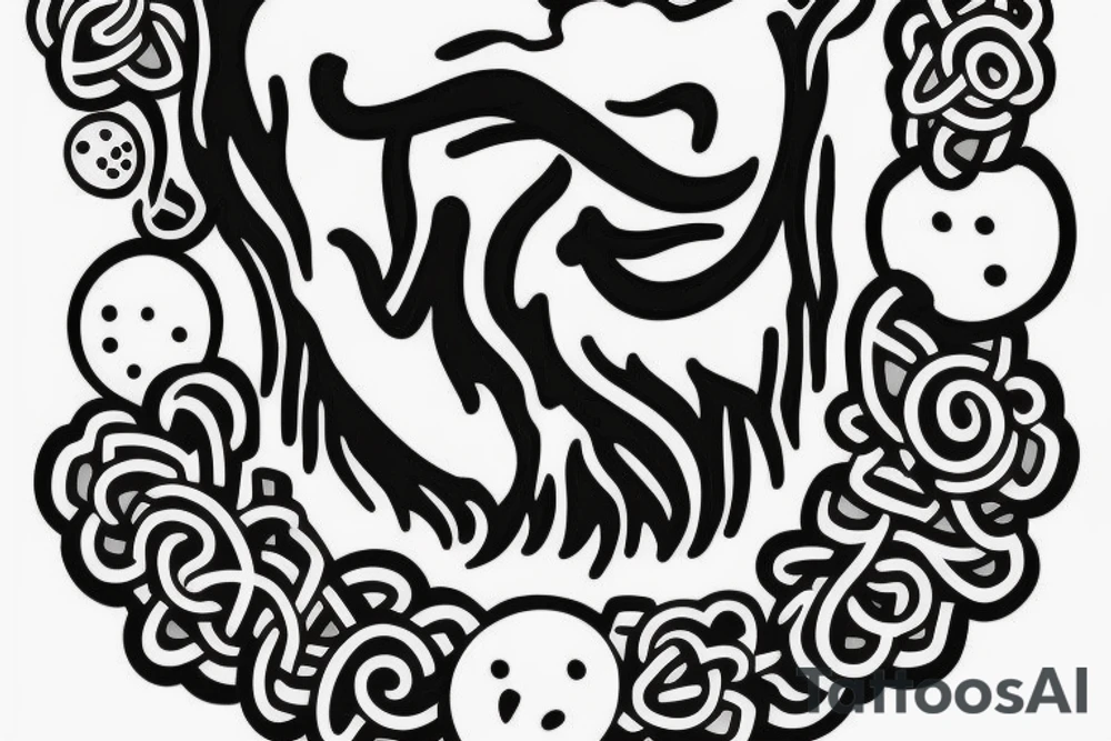 Bearded man at peace tattoo idea