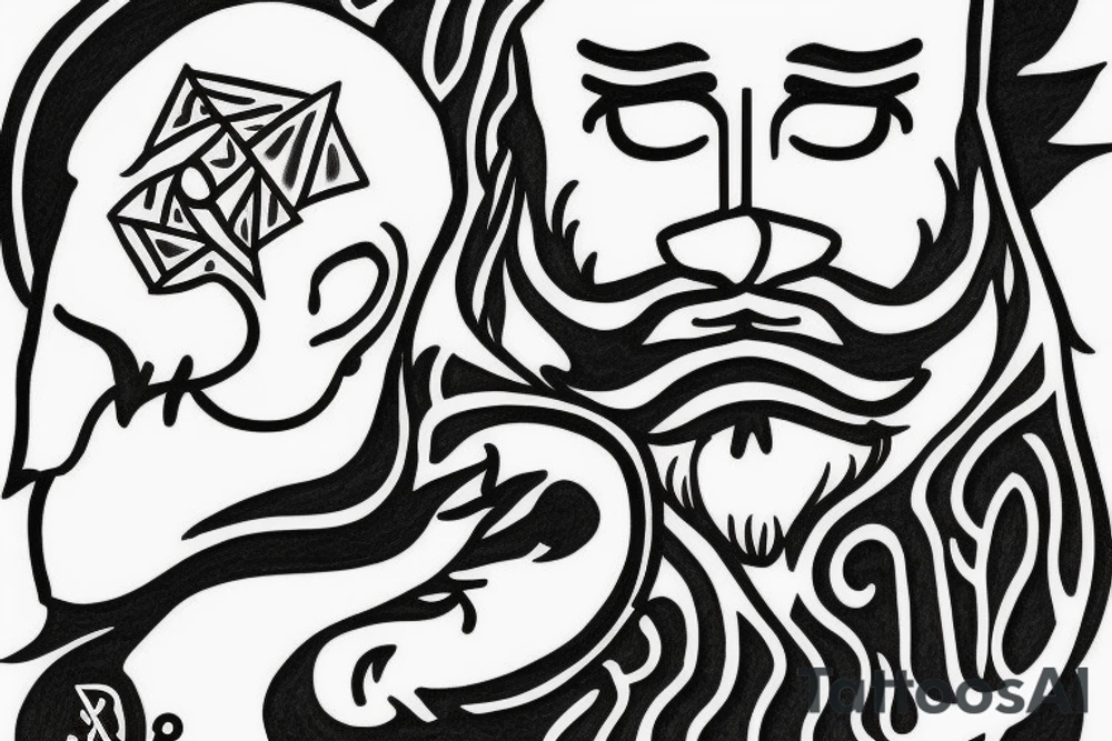 Bearded man at peace tattoo idea