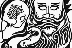 Bearded man at peace tattoo idea