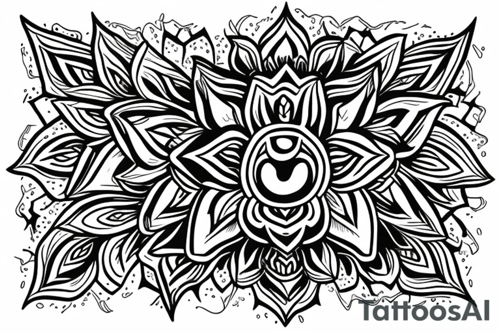 a lotus drawn out of letters JEET tattoo idea