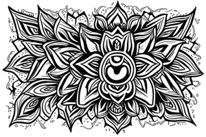 a lotus drawn out of letters JEET tattoo idea