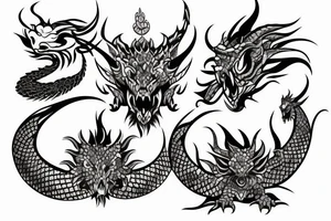bicep to shoulder with dragon scales and hinduism tattoo idea