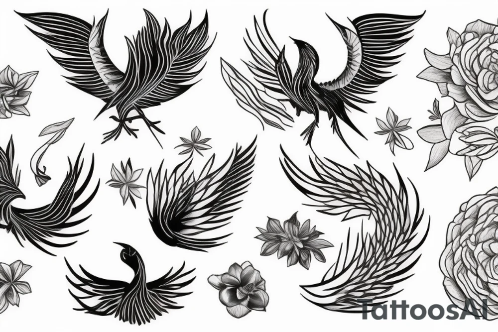 phoenix and gardenia simple line tattoo tattoo idea