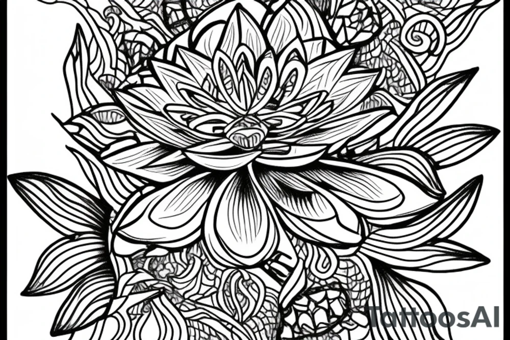 a lotus drawn with letters JEET tattoo idea