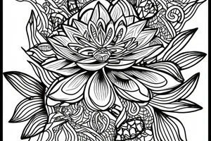 a lotus drawn with letters JEET tattoo idea