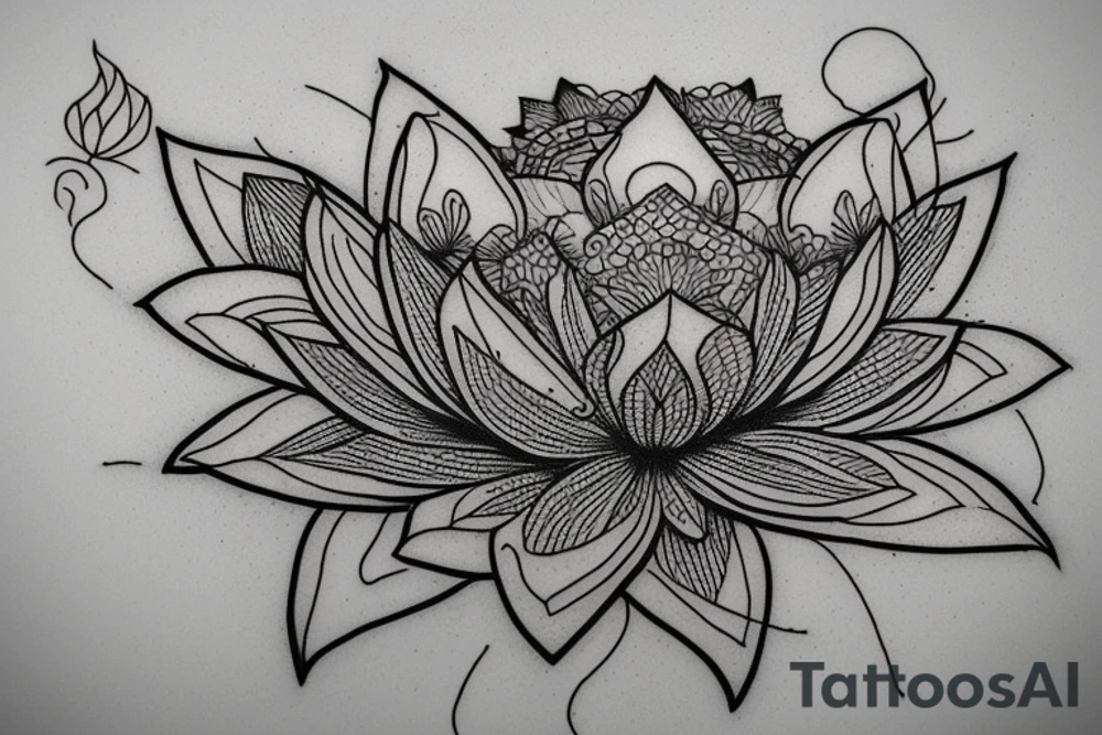 a lotus drawn with letters JEET tattoo idea