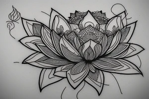 a lotus drawn with letters JEET tattoo idea