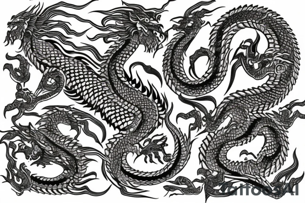 dragon scales with hinduism tattoo idea