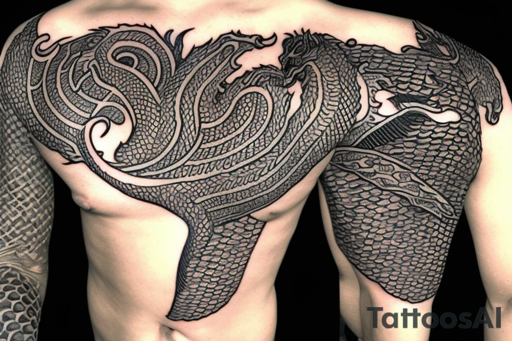 dragon scales with hinduism tattoo idea