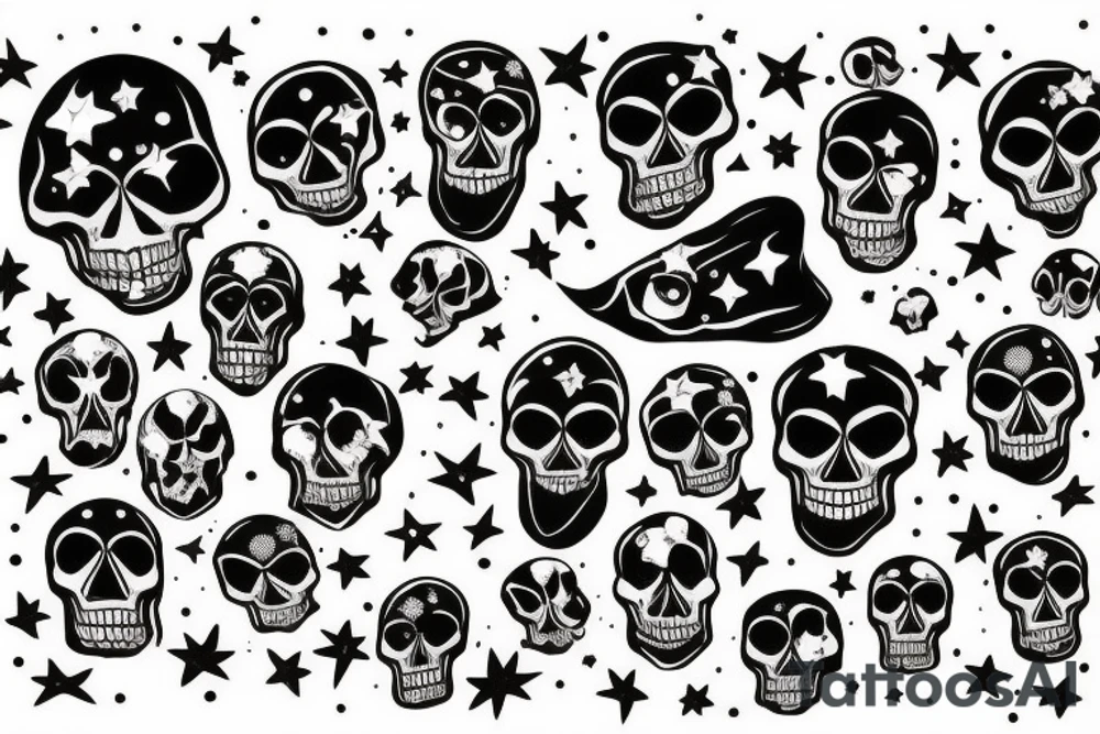 Skull with stars in eyes tattoo idea