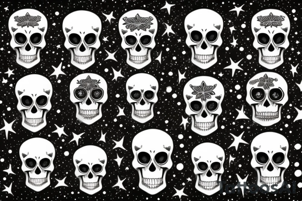 Skull with stars in eyes tattoo idea