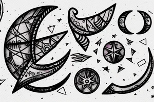 Crescent moon arrow compass tattoo idea