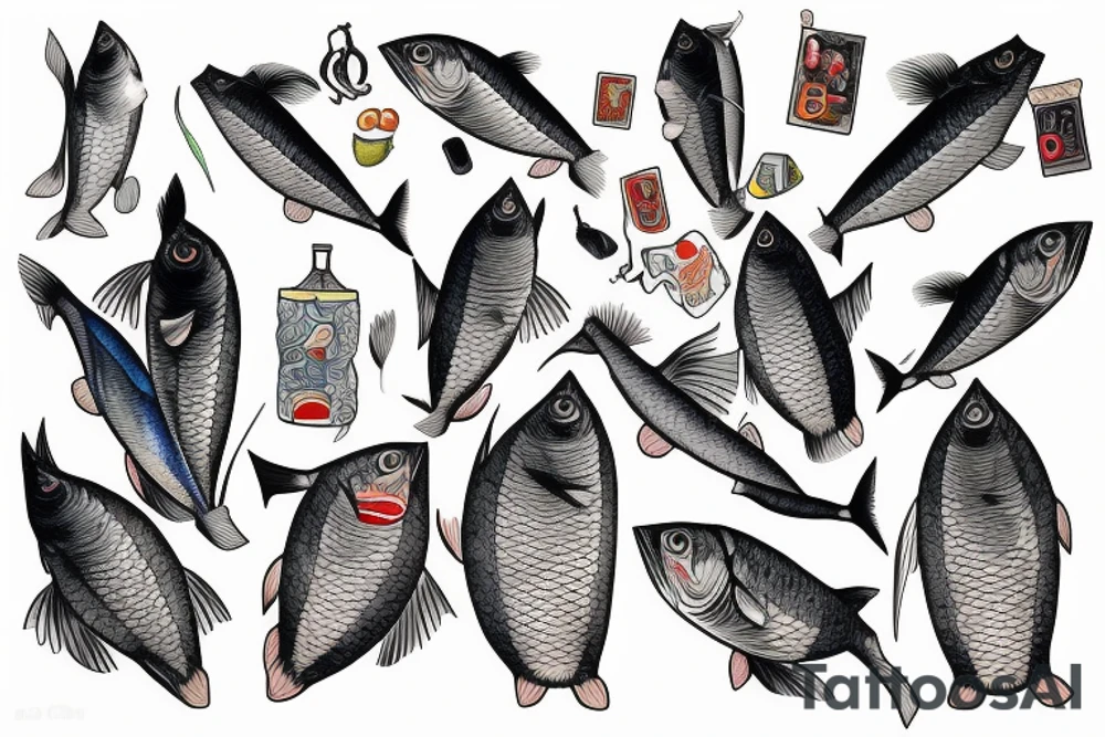 shoal of mackerel tattoo idea