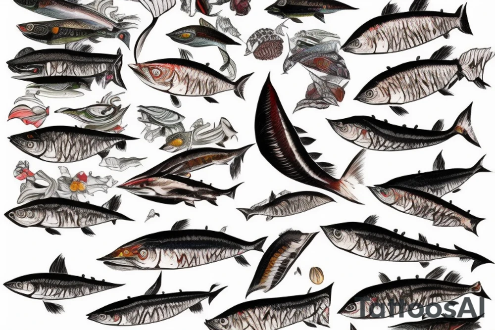 shoal of mackerel tattoo idea
