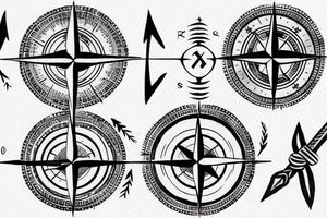 Compass with moon and arrow tattoo idea