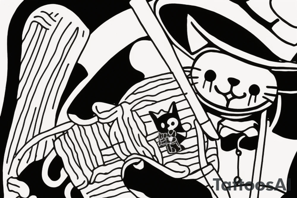 sit down cat wearing a straw hat from one piece tattoo idea sit down cat wearing a straw hat from one piece tattoo idea