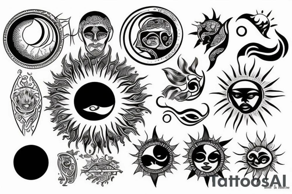 Sun Moon Earth water tattoo idea