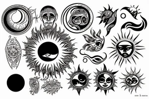 Sun Moon Earth water tattoo idea