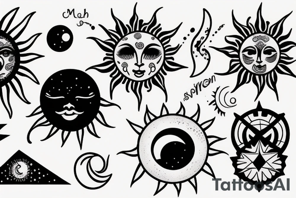 Sun Moon Earth water tattoo idea
