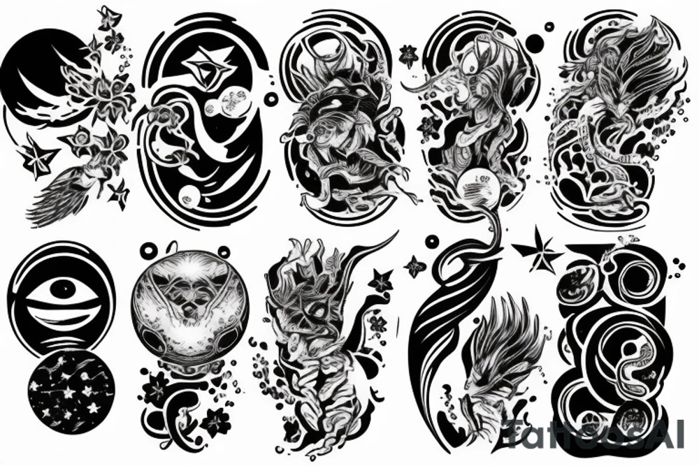 japanese styla man arm tatto space tattoo idea