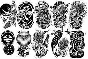 japanese styla man arm tatto space tattoo idea
