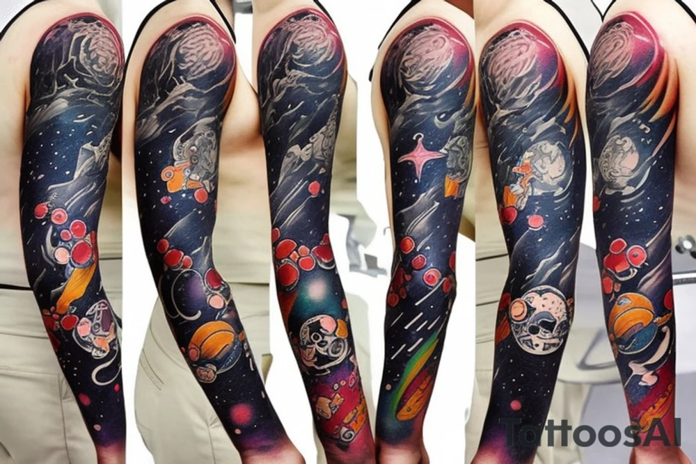 japanese styl man arm tatto space tattoo idea