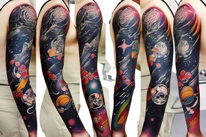 japanese styl man arm tatto space tattoo idea