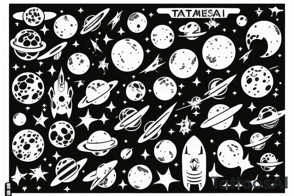 japanese styl man arm tatto space tattoo idea