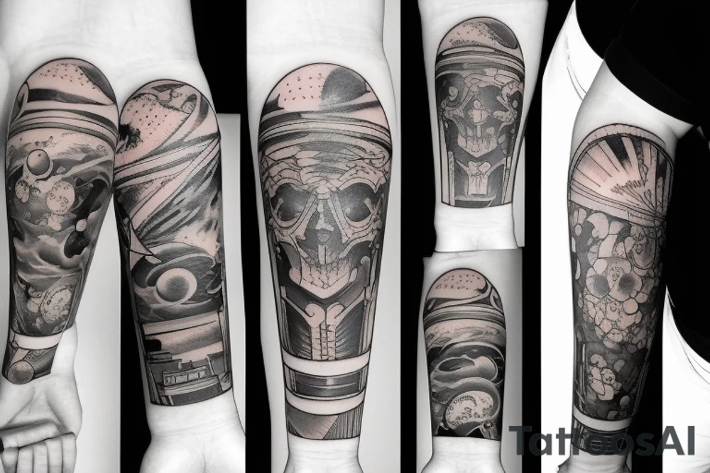 man arm tatto space tattoo idea