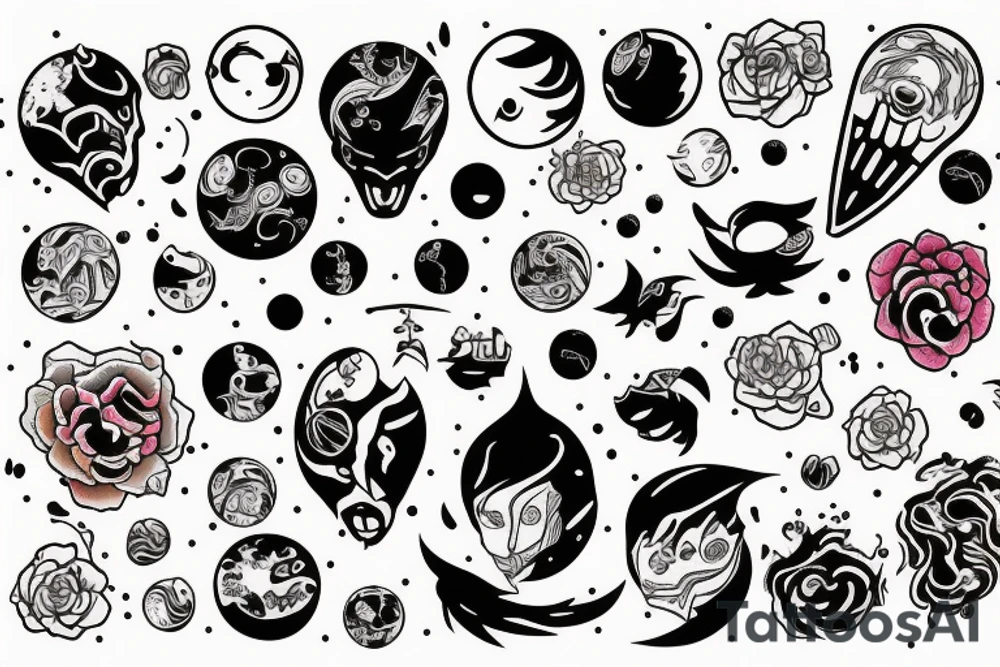 man arm space colored tattoo idea