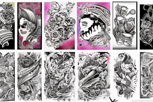 man arm space colored tattoo idea