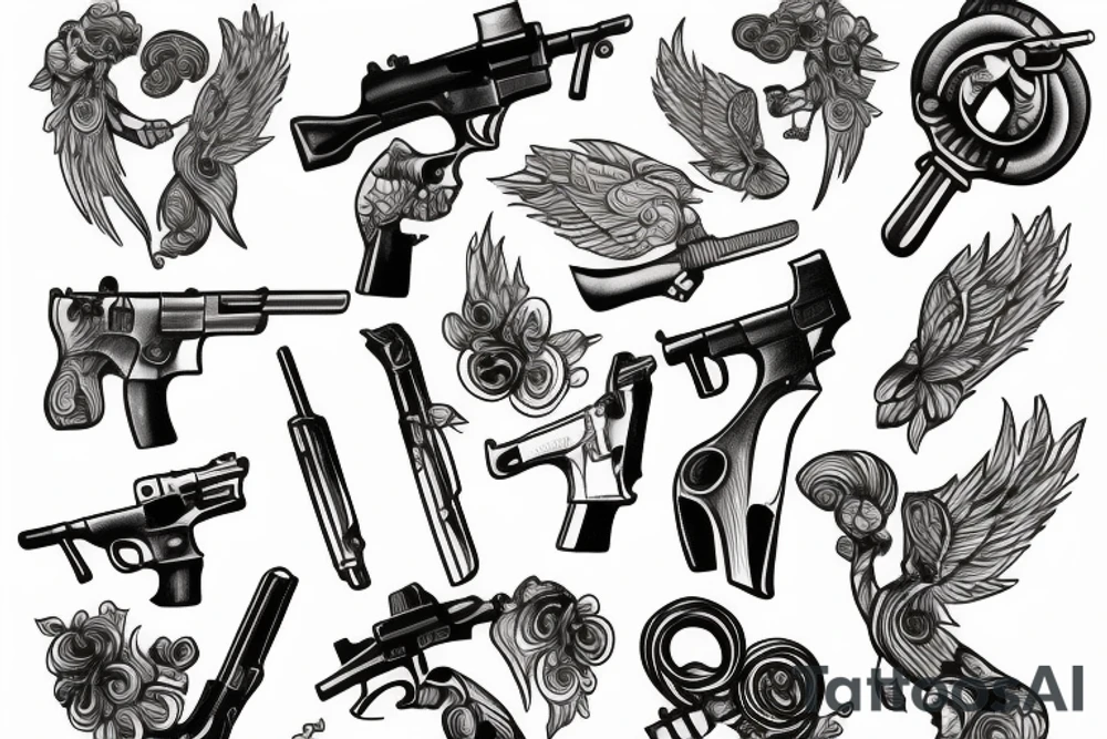 cupids guns tattoo idea
