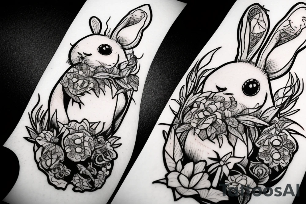 Death rabbit in the grass tattoo idea