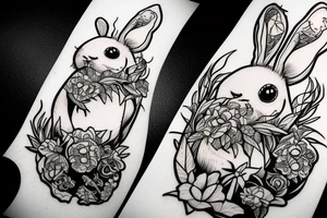 Death rabbit in the grass tattoo idea