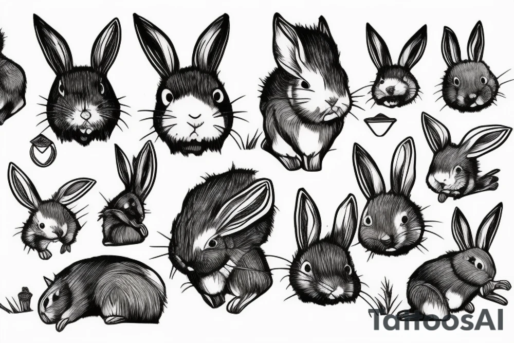 Death rabbit in the grass tattoo idea