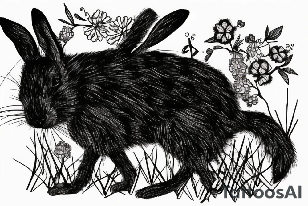 Death rabbit in the grass tattoo idea