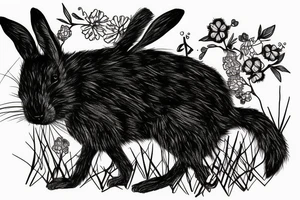 Death rabbit in the grass tattoo idea