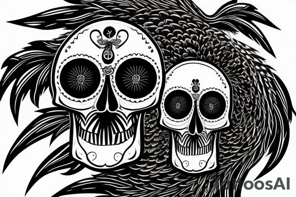 Skull eagle Lilly clock tattoo idea