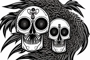 Skull eagle Lilly clock tattoo idea