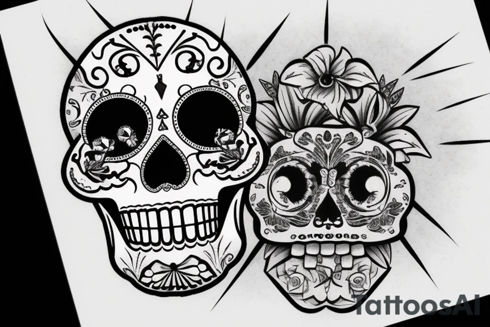 Sugar Skull bald eagle Lilly clock tattoo idea