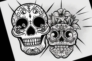 Sugar Skull bald eagle Lilly clock tattoo idea