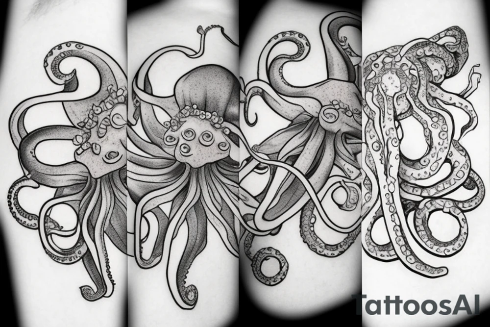 Octopus and flowers tattoo idea