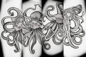 Octopus and flowers tattoo idea