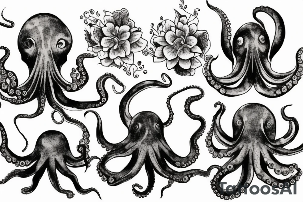 Octopus and flowers tattoo idea