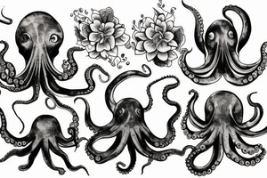 Octopus and flowers tattoo idea