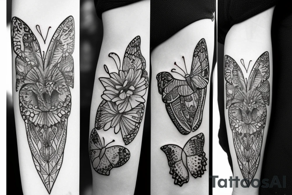 Bear, butterfly, Joshua tree, flowers, jewelry tattoo idea Bear, butterfly, Joshua tree, flowers, jewelry tattoo idea