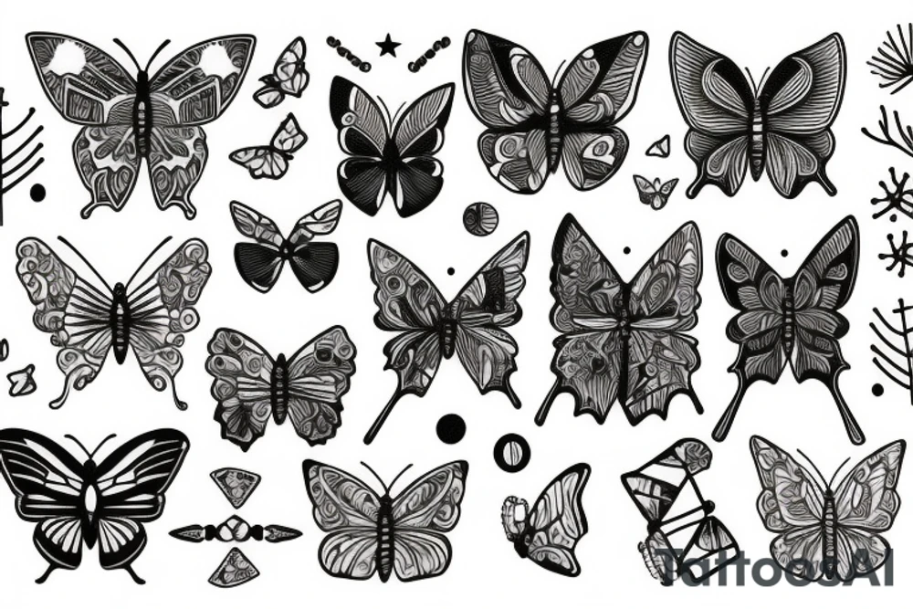 Bear, butterfly, Joshua tree, flowers, jewelry, love tattoo idea